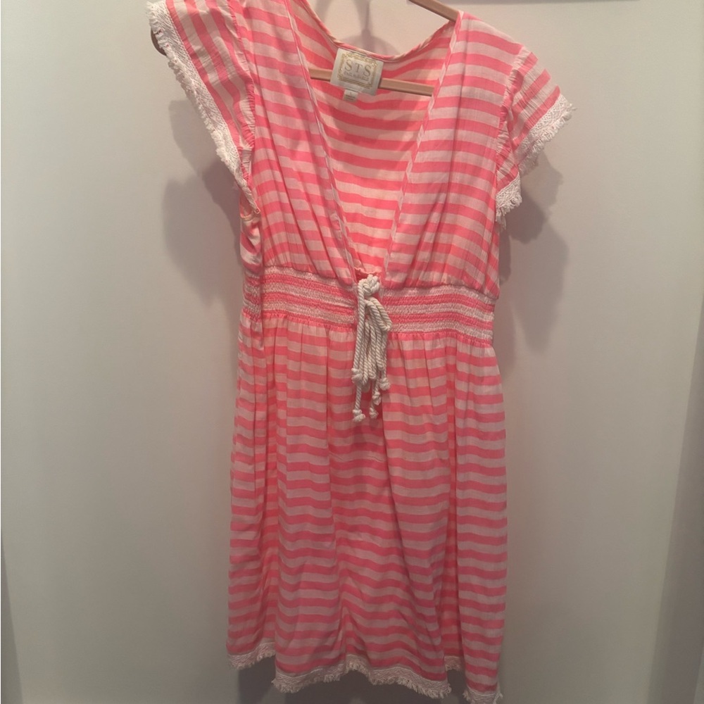Cute Sail To Sable Pink stripe swim  coverup dress sz large